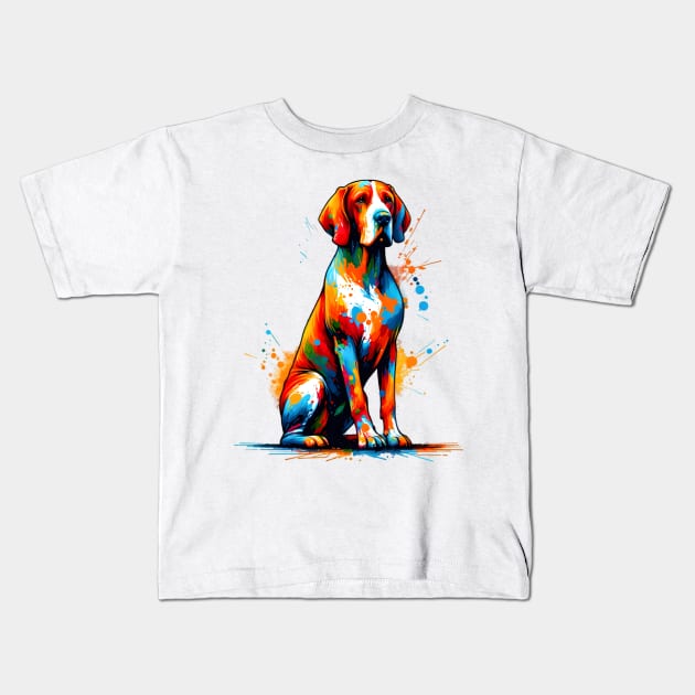 Vibrant Bracco Italiano in Abstract Splash Art Kids T-Shirt by ArtRUs